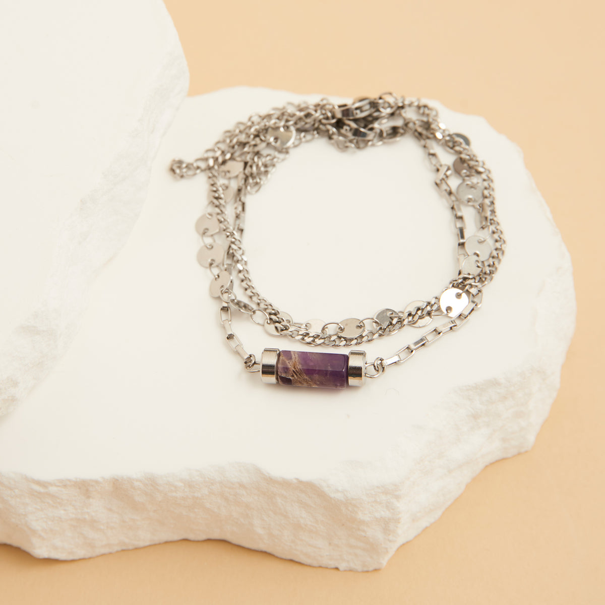Waterproof Bracelet Amethyst 3-Piece Set Narelle