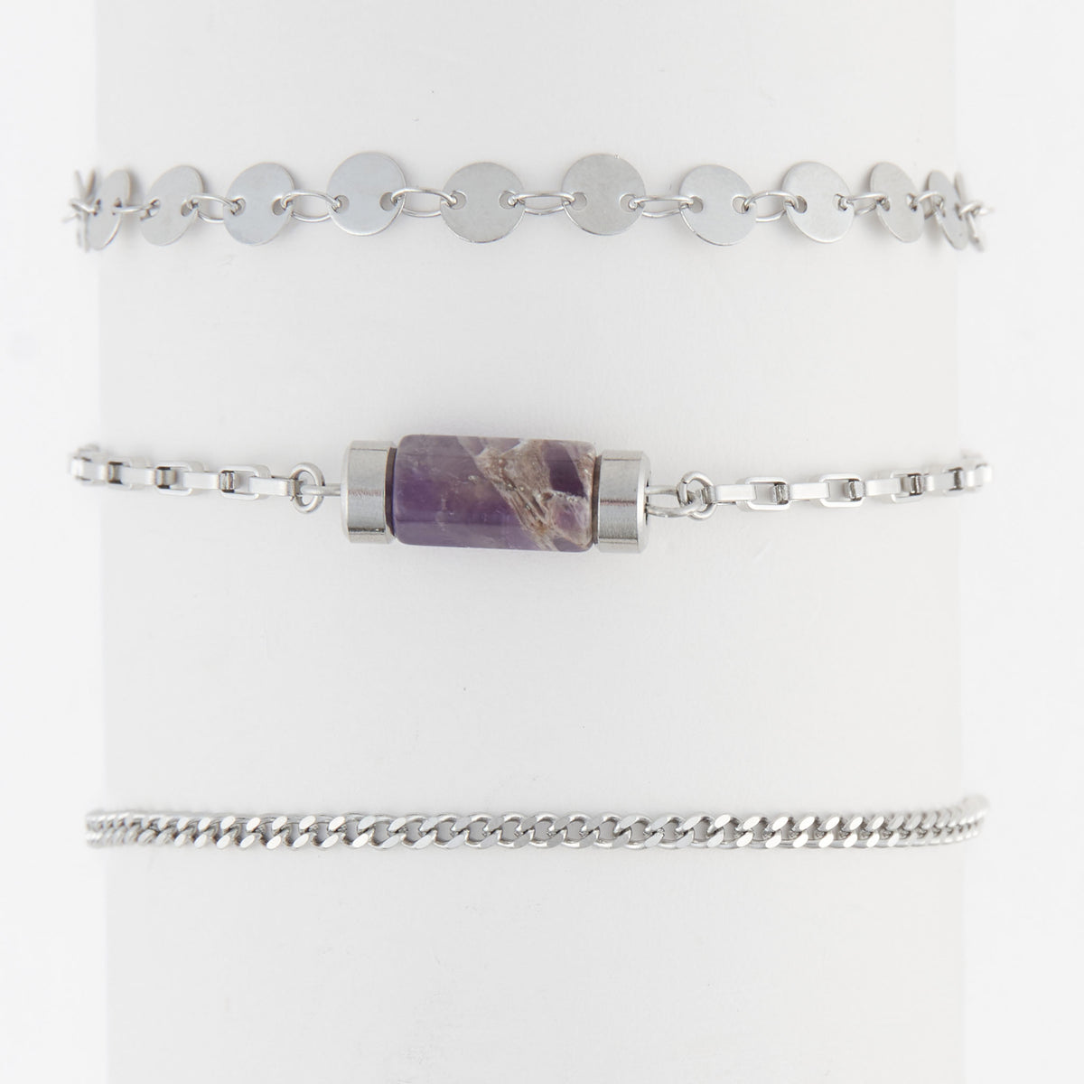 Waterproof Bracelet Amethyst 3-Piece Set Narelle