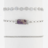 Waterproof Bracelet Amethyst 3-Piece Set Narelle
