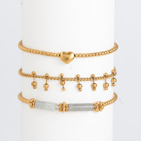 Waterproof Bracelet Heart Beaded 3-Piece Set Narelle