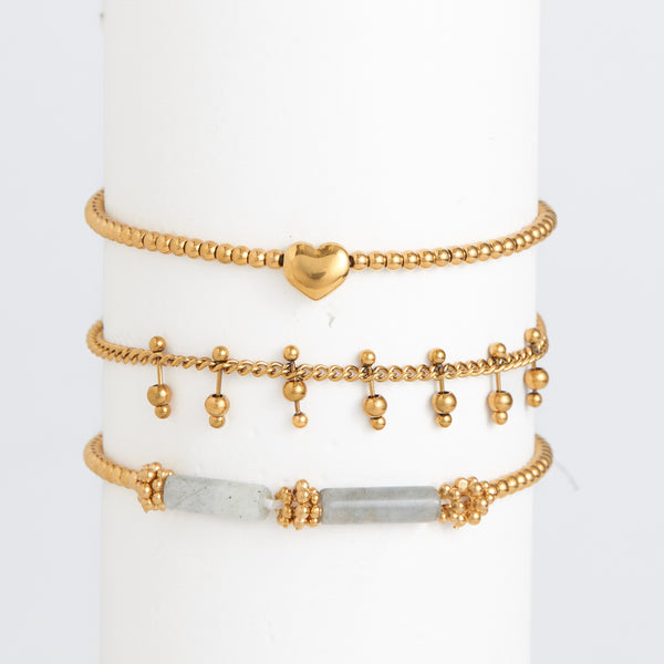Waterproof Bracelet Heart Beaded 3-Piece Set Narelle
