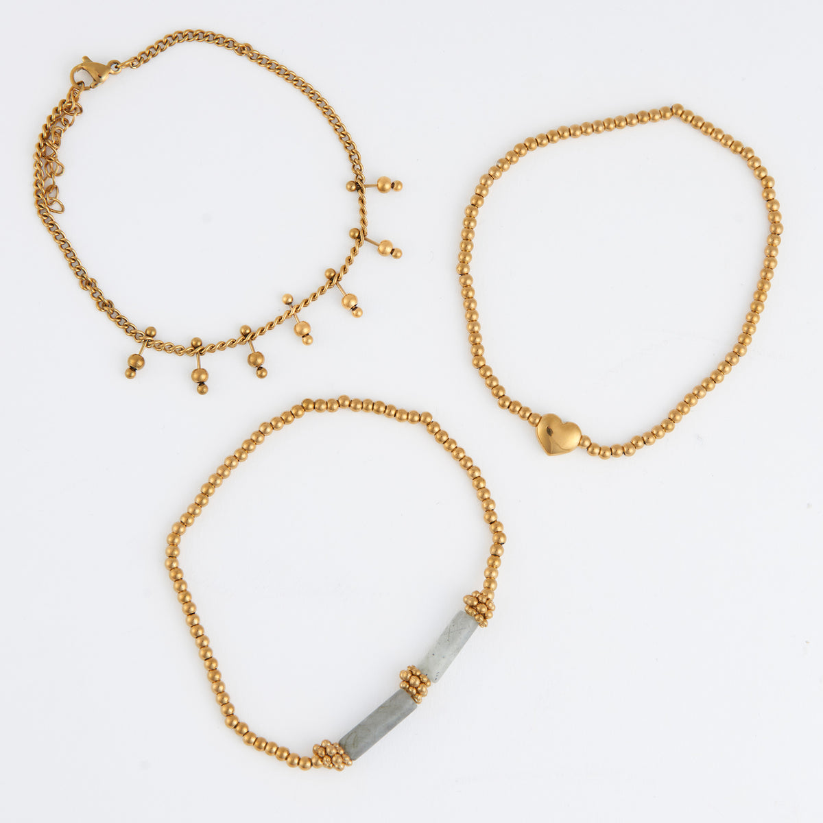 Waterproof Bracelet Heart Beaded 3-Piece Set Narelle