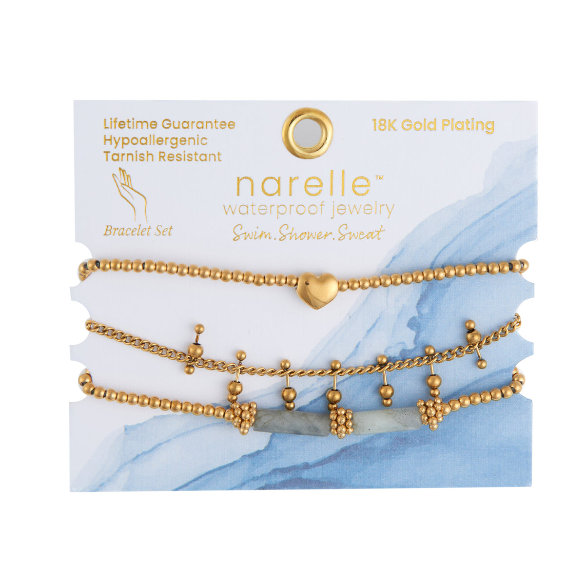Waterproof Bracelet Heart Beaded 3-Piece Set Narelle