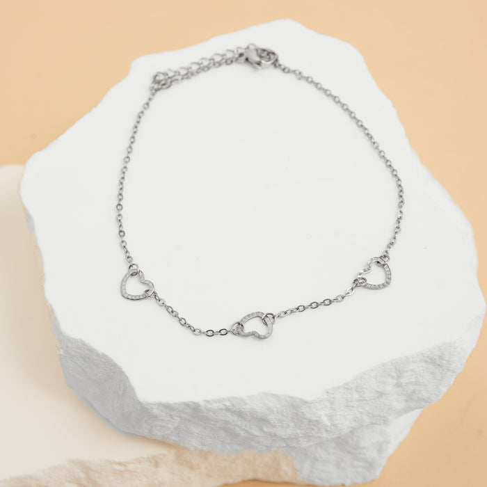 Waterproof Anklet Stainless Steel Linked Heart Narelle