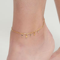 Waterproof Anklet 18K Gold Beaded Charm Narelle