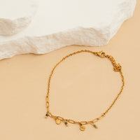 Waterproof Anklet 18K Gold Beaded Charm Narelle