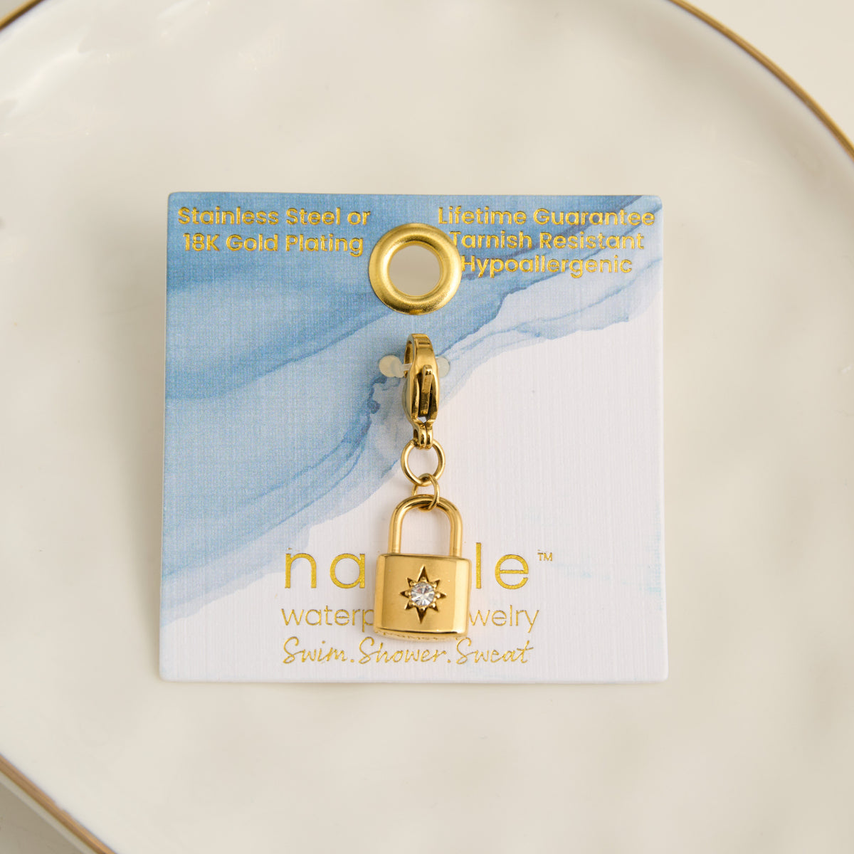 Necklace Charm Starburst Lock Waterproof Jewelry Narelle