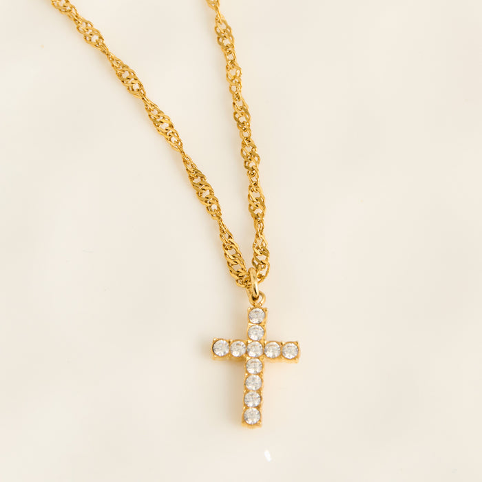 Cross Necklace 16" Pave Pendant Waterproof Jewelry Narelle