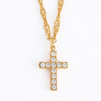 Cross Necklace 16" Pave Pendant Waterproof Jewelry Narelle