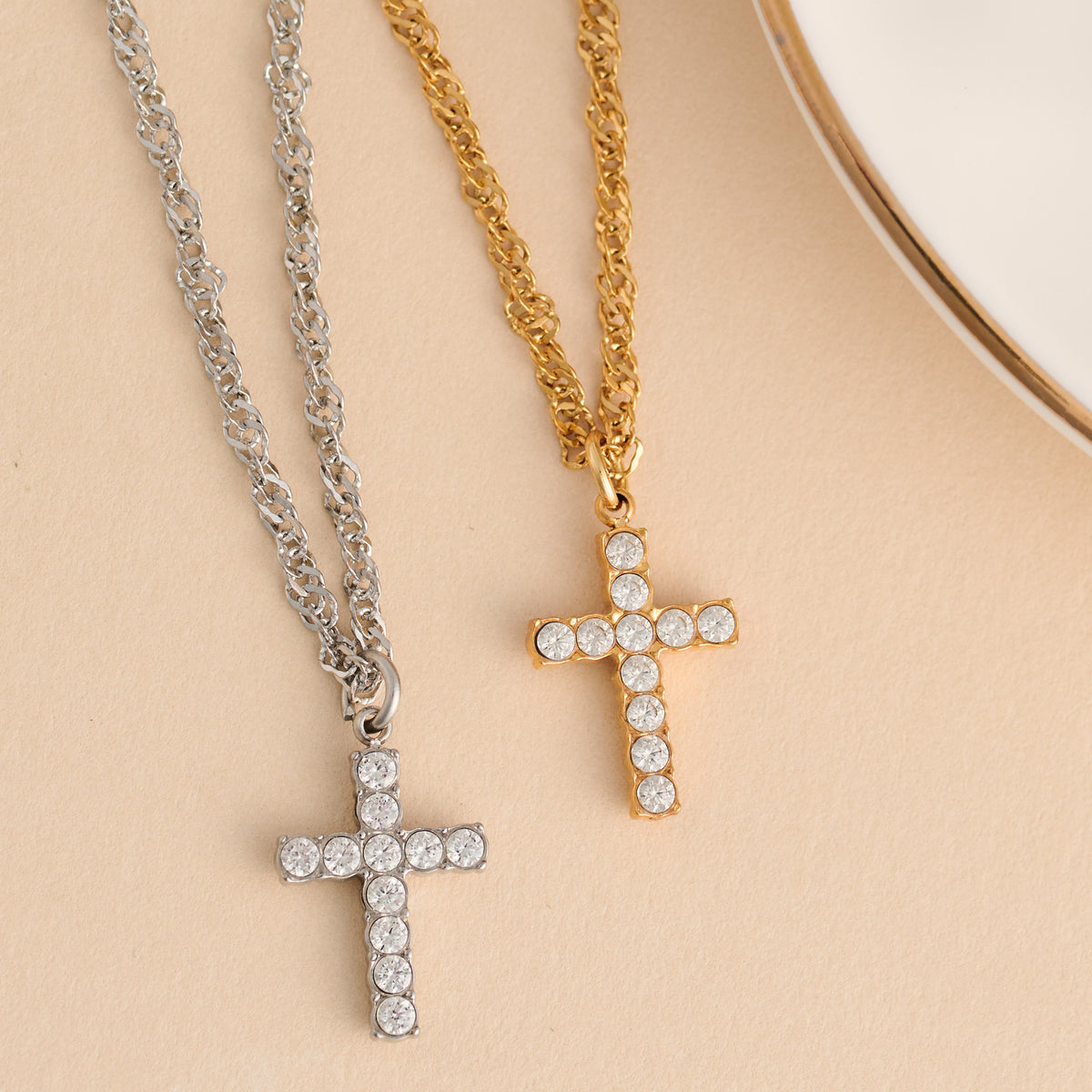 Cross Necklace 16" Pave Pendant Waterproof Jewelry Narelle