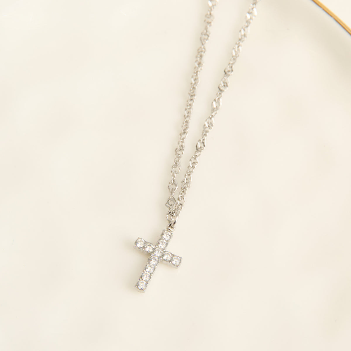 Cross Necklace 16" Pave Pendant Waterproof Jewelry Narelle