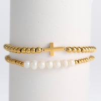 Cross Bracelet Pearl Beaded Waterproof Narelle Duo Set