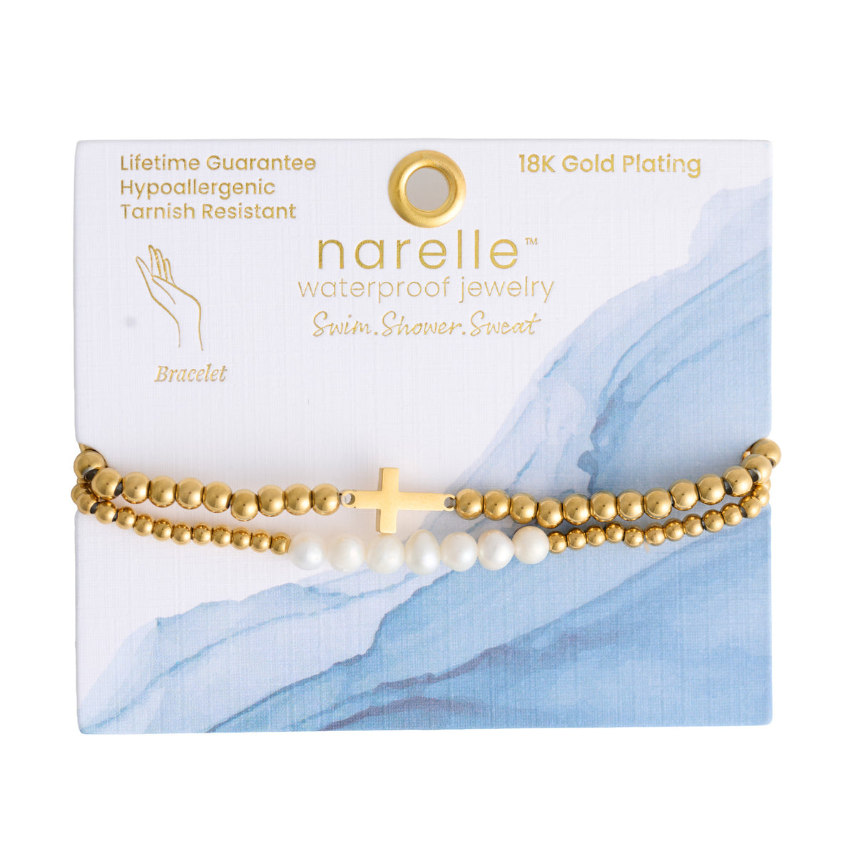 Cross Bracelet Pearl Beaded Waterproof Narelle Duo Set