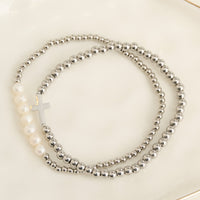Cross Bracelet Pearl Beaded Waterproof Narelle Duo Set