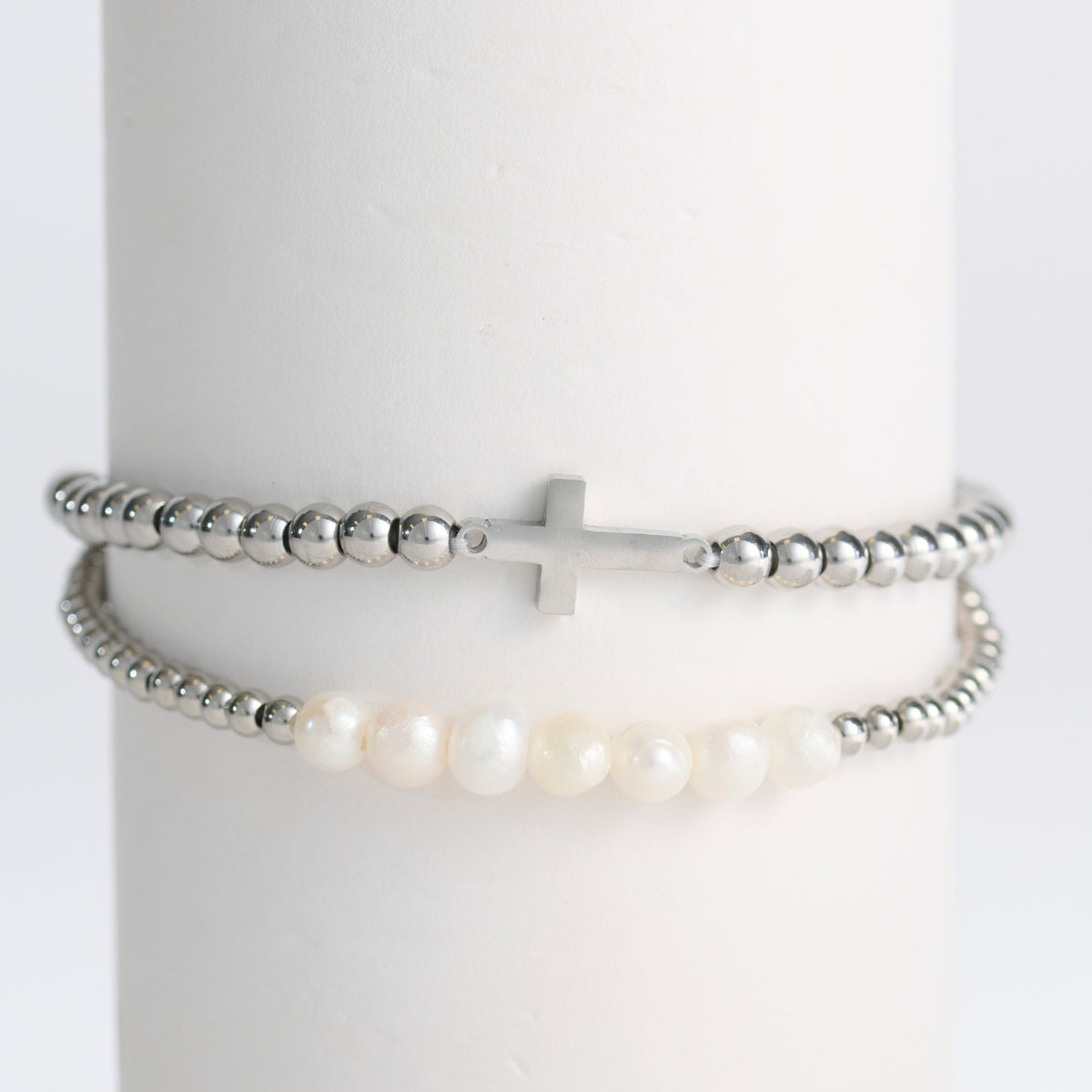 Cross Bracelet Pearl Beaded Waterproof Narelle Duo Set