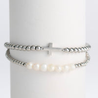 Cross Bracelet Pearl Beaded Waterproof Narelle Duo Set