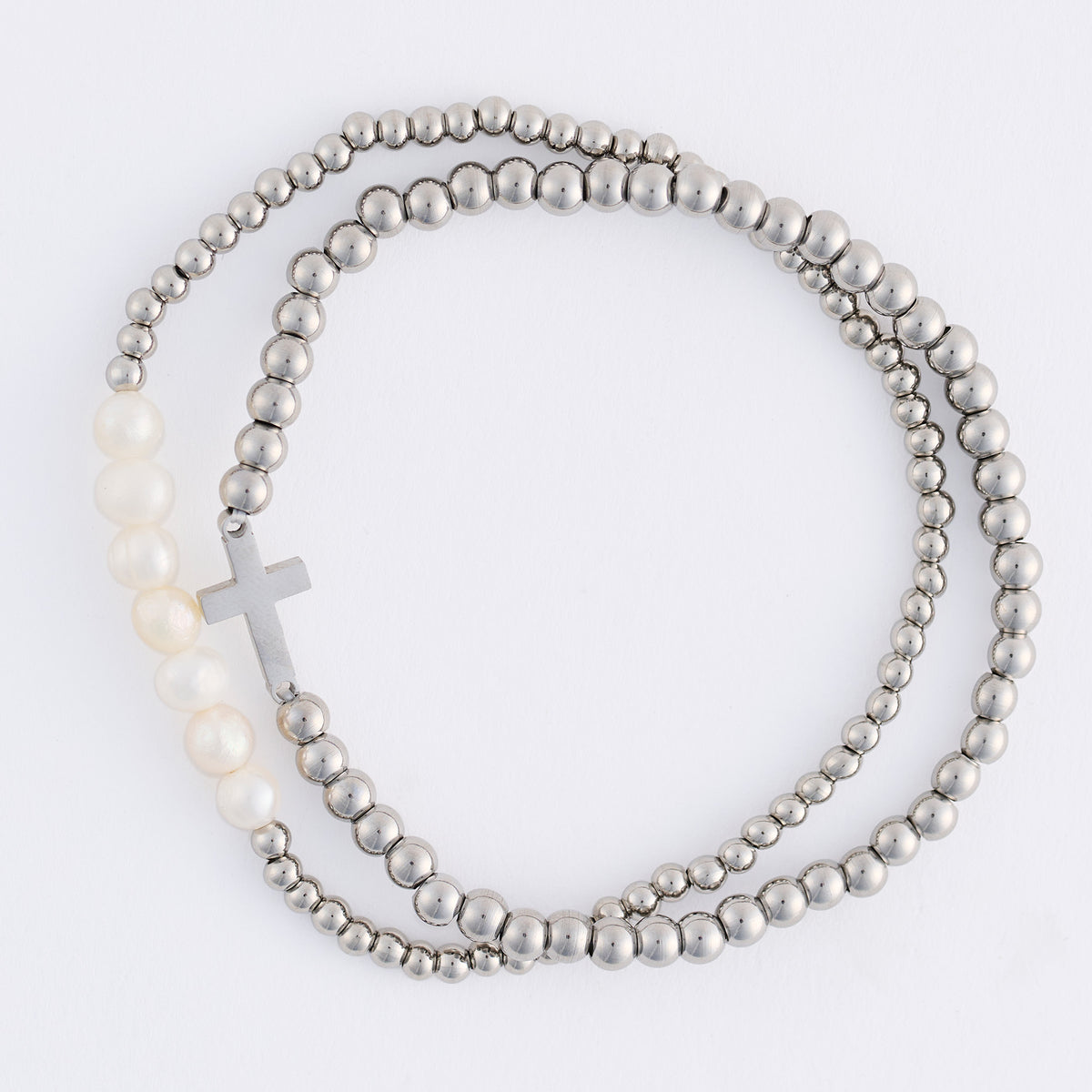 Cross Bracelet Pearl Beaded Waterproof Narelle Duo Set