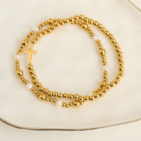 Cross Bracelet Pearl Station Bead Waterproof Narelle Duo Set