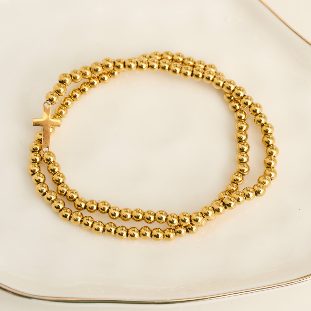 Cross Bracelet Beaded Stretch Waterproof Narelle Duo Set