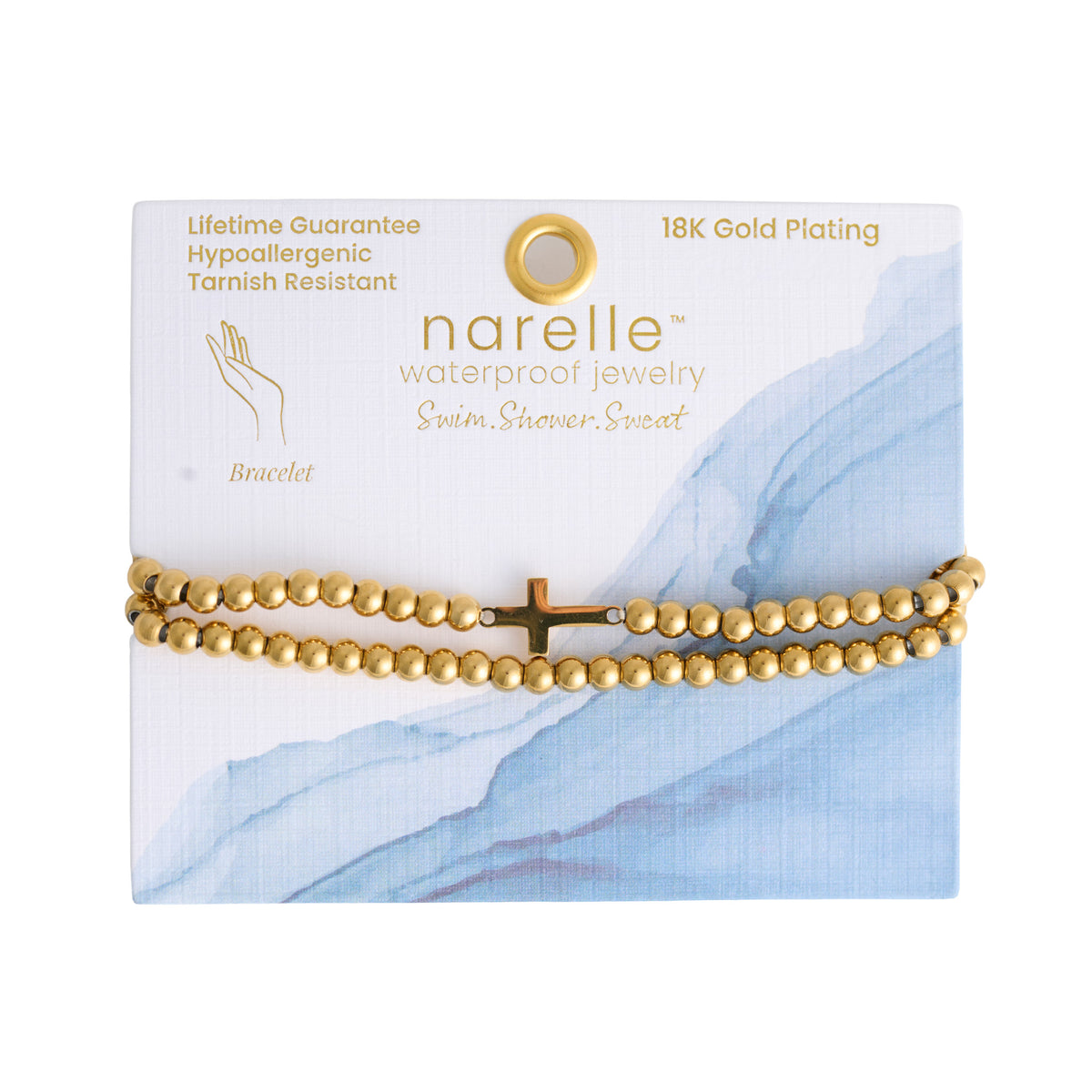 Cross Bracelet Beaded Stretch Waterproof Narelle Duo Set