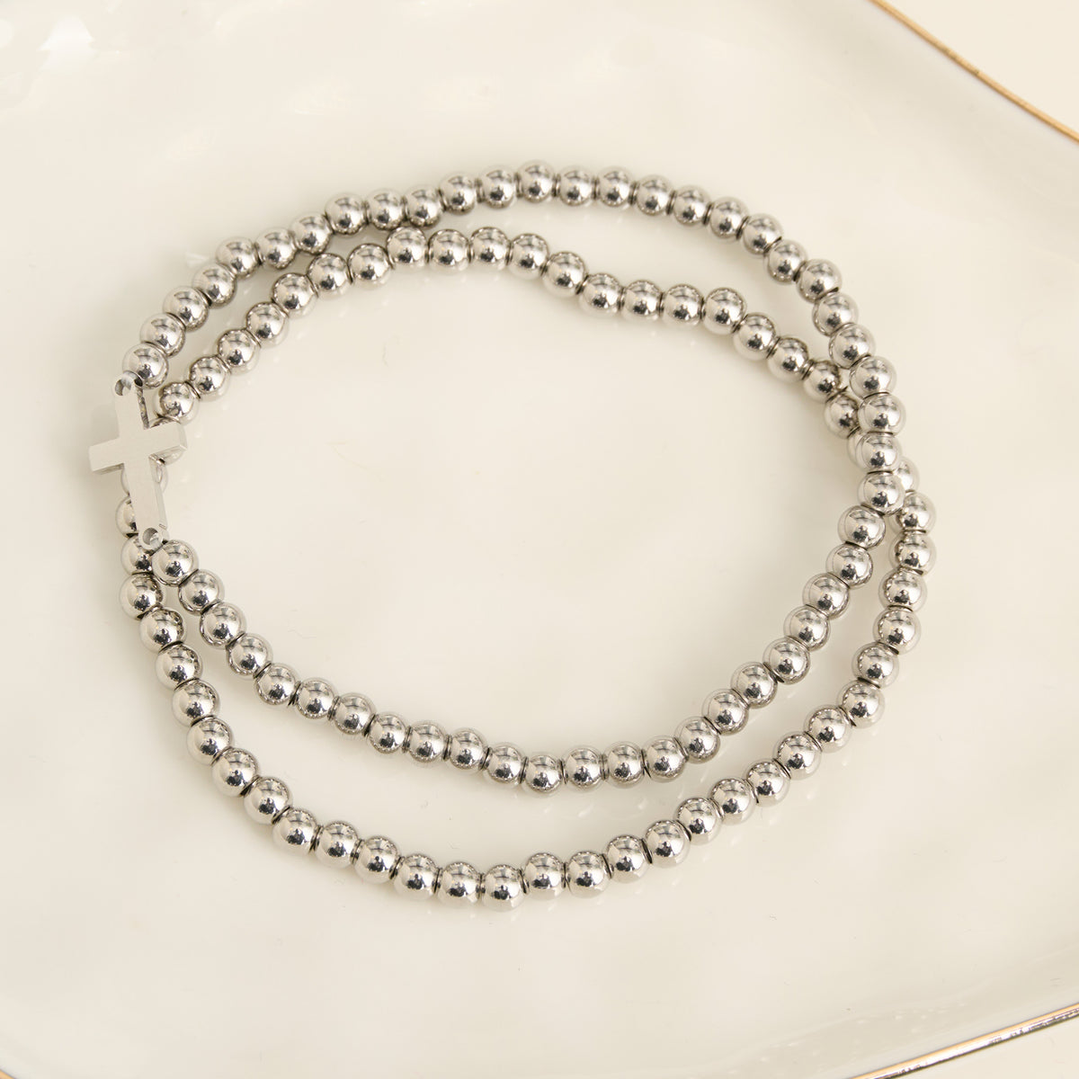 Cross Bracelet Beaded Stretch Waterproof Narelle Duo Set