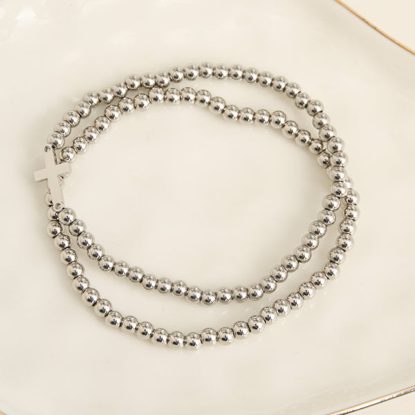 Cross Bracelet Beaded Stretch Waterproof Narelle Duo Set