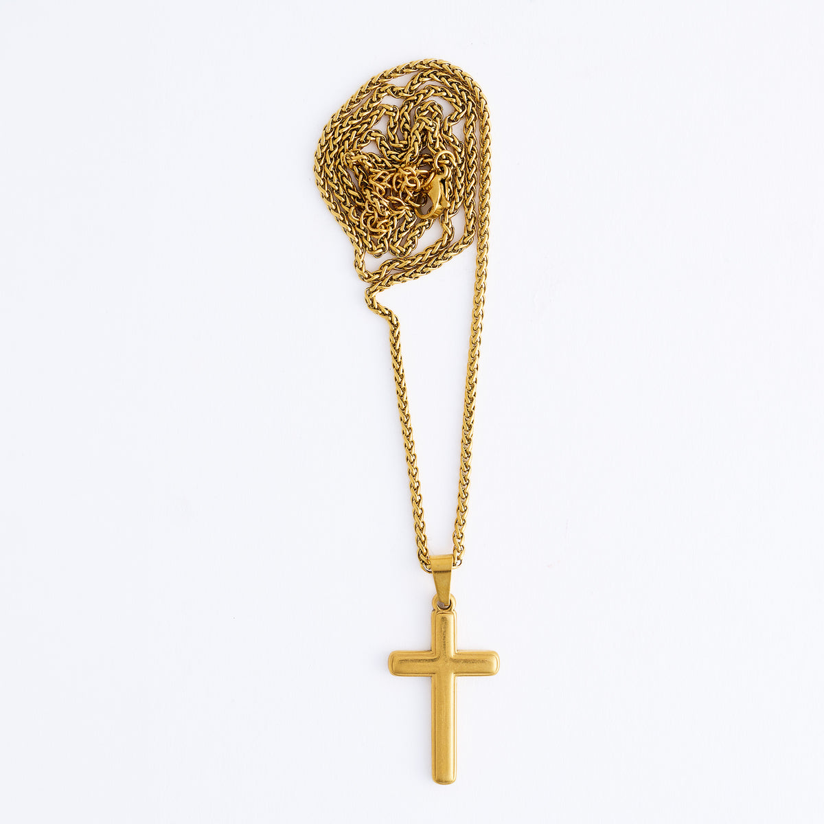 Cross Necklace 22" Unisex Waterproof Wheat Chain Narelle Pendant