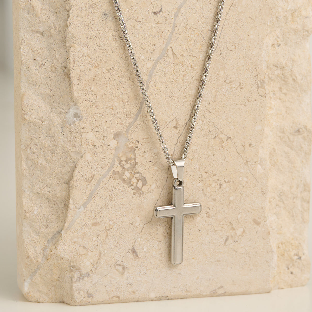 Cross Necklace 22" Unisex Waterproof Wheat Chain Narelle Pendant