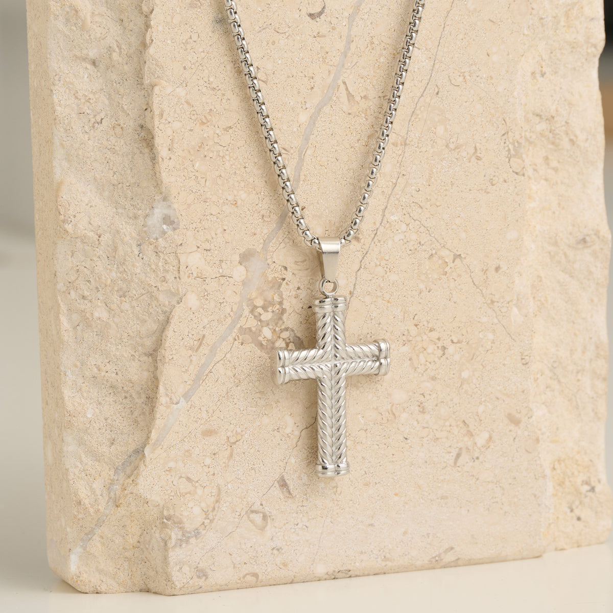 Cross Necklace 22" Pendant Unisex Waterproof Box Chain Narelle