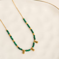 Malachite Necklace 15" Beaded Bar Waterproof Jewelry Narelle