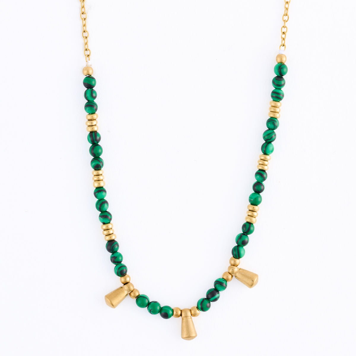 Malachite Necklace 15" Beaded Bar Waterproof Jewelry Narelle