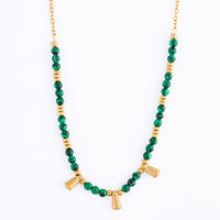 Malachite Necklace 15" Beaded Bar Waterproof Jewelry Narelle