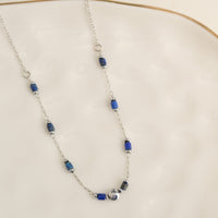 Lapis Necklace 15" Blue Beaded Chain Waterproof Jewelry Narelle