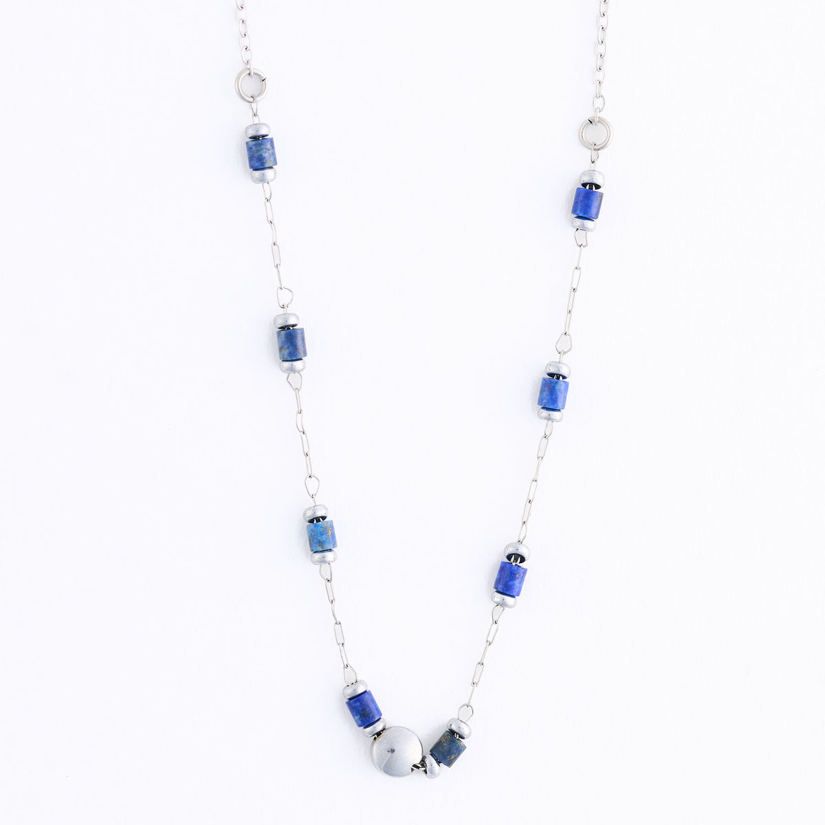 Lapis Necklace 15" Blue Beaded Chain Waterproof Jewelry Narelle
