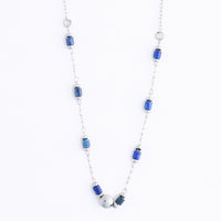 Lapis Necklace 15" Blue Beaded Chain Waterproof Jewelry Narelle