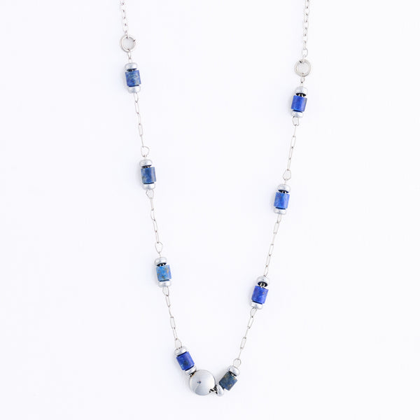 Lapis Necklace 15" Blue Beaded Chain Waterproof Jewelry Narelle