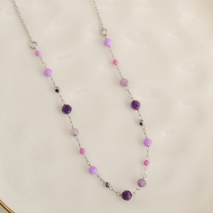 Amethyst Necklace 15" Beaded Waterproof Jewelry Narelle Dainty