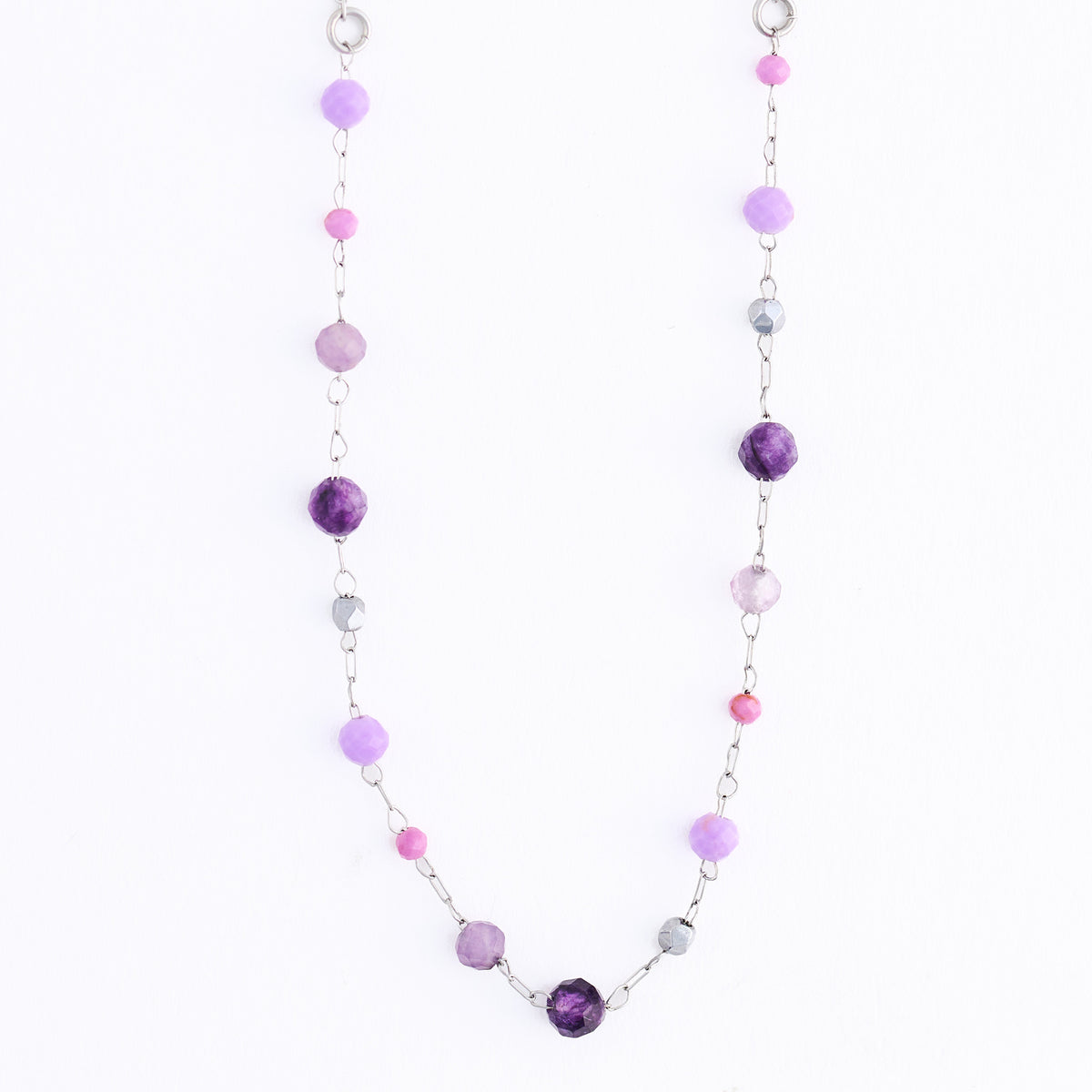 Amethyst Necklace 15" Beaded Waterproof Jewelry Narelle Dainty