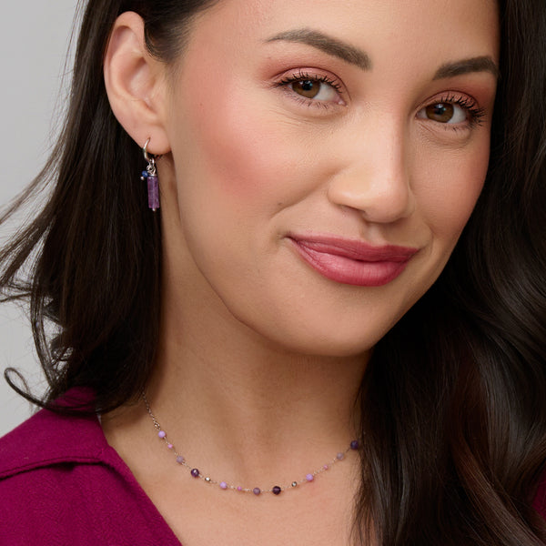 Amethyst Necklace 15" Beaded Waterproof Jewelry Narelle Dainty
