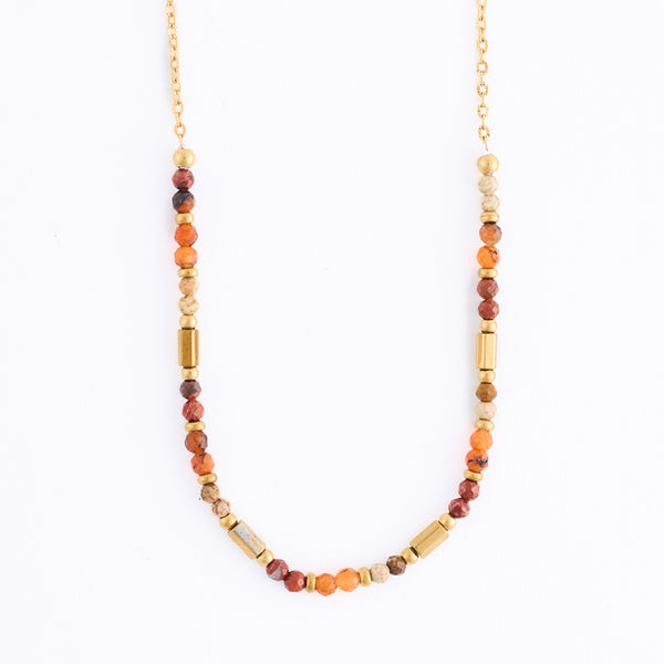 Agate Necklace 15" Jasper Beaded Gemstone Waterproof Narelle