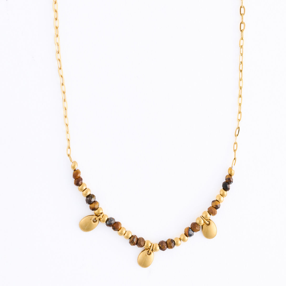 Tiger Eye Necklace 15" Beaded Waterproof Jewelry Narelle