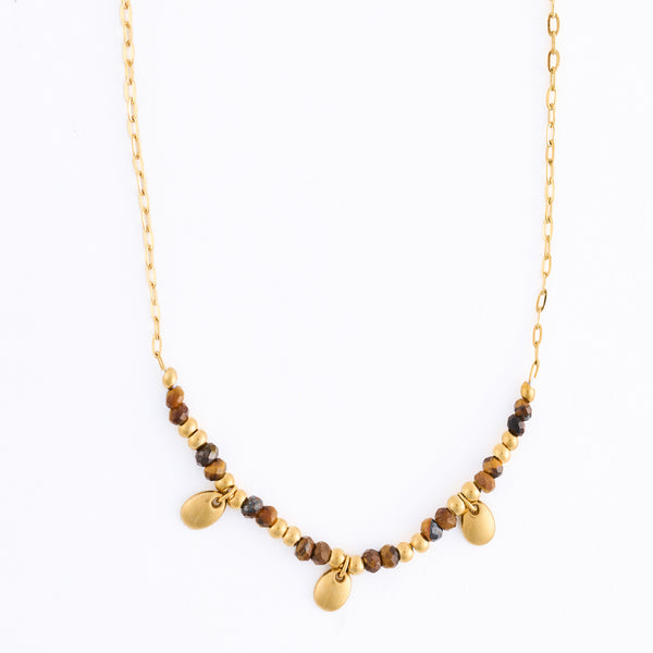 Tiger Eye Necklace 15" Beaded Waterproof Jewelry Narelle