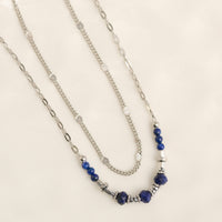 Lapis Necklace 15" Double Row Station Waterproof Jewelry