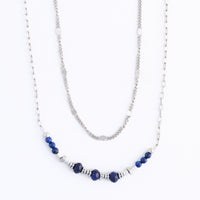 Lapis Necklace 15" Double Row Station Waterproof Jewelry
