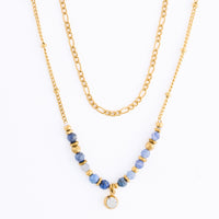 Lapis Necklace 15" Double Row Station Beaded Waterproof Narelle