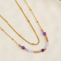 Amethyst Necklace 15" Double Row Station Waterproof Narelle