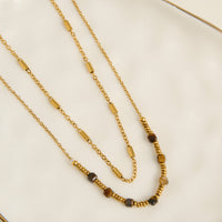 Tiger Eye Necklace 15" Double Row Station Waterproof Narelle