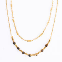 Tiger Eye Necklace 15" Double Row Station Waterproof Narelle