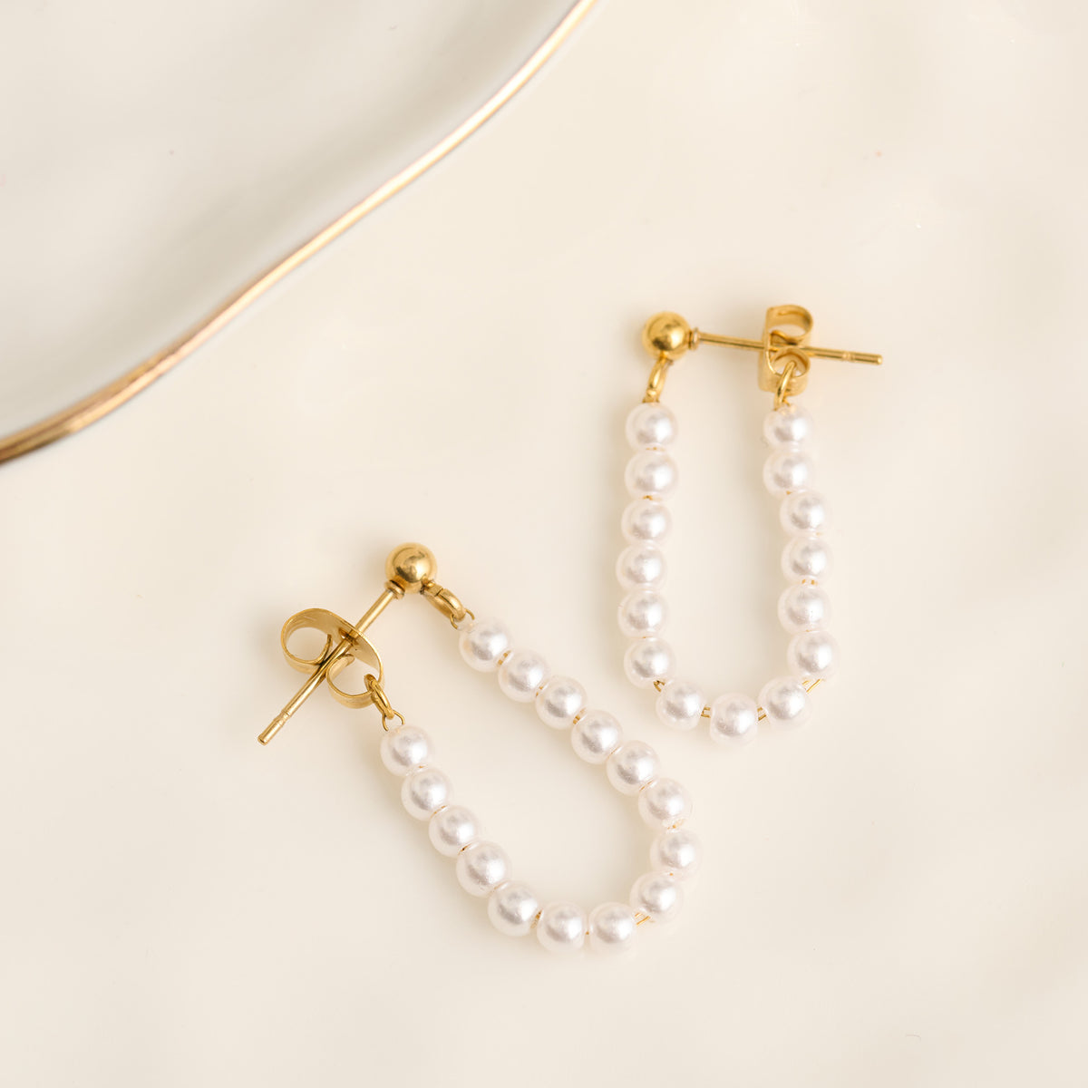 Drop Earrings Genuine Stone Beaded Waterproof Narelle Gold