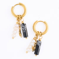 Hoop Earrings Pearl Gemstone Beaded Waterproof Gold Narelle